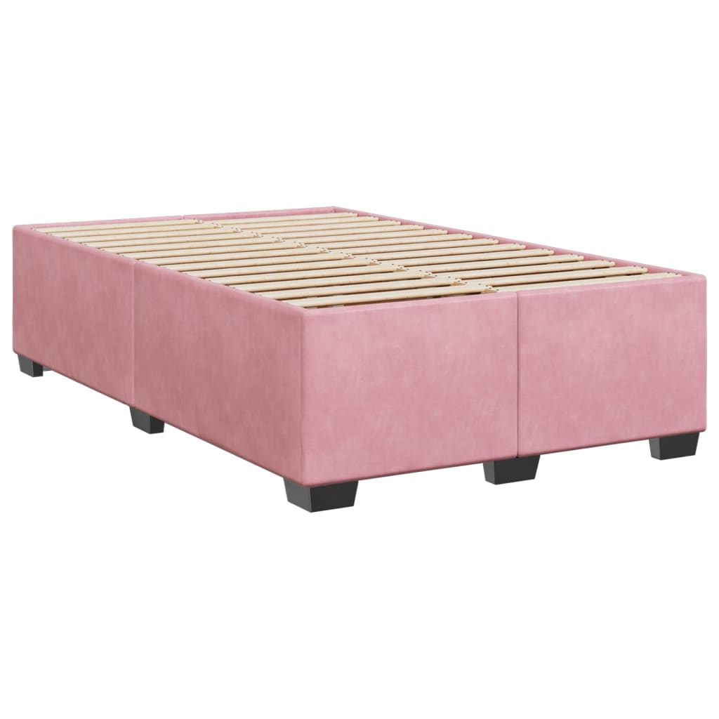 vidaXL Κρεβάτι Boxspring με Στρώμα Ροζ 120x200 εκ. Βελούδινο