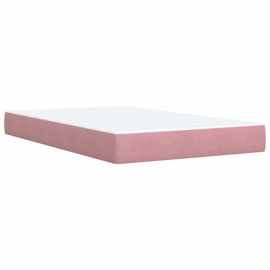 vidaXL Κρεβάτι Boxspring με Στρώμα Ροζ 120x200 εκ. Βελούδινο