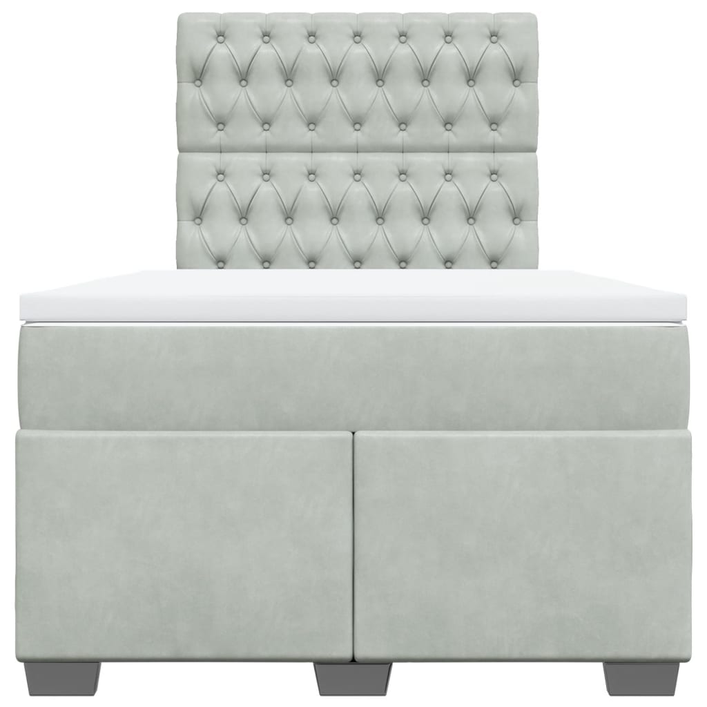 vidaXL Κρεβάτι Boxspring με Στρώμα Ανοιχτό Γκρι 120x200 εκ. Βελούδινο