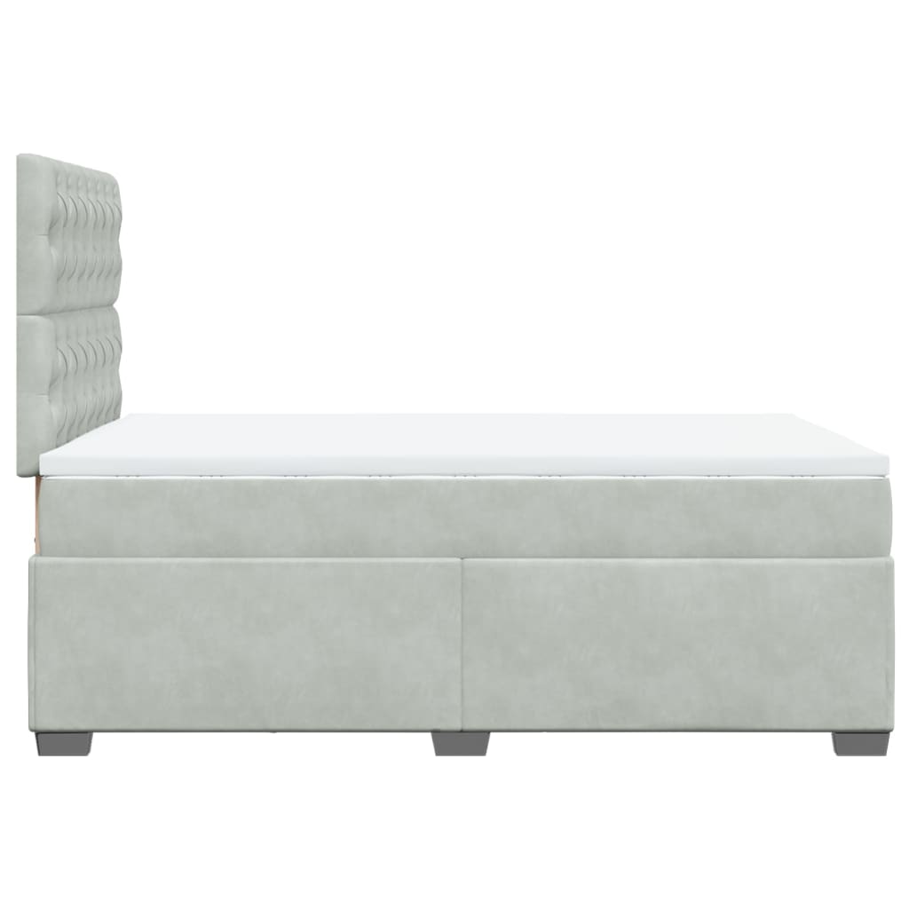 vidaXL Κρεβάτι Boxspring με Στρώμα Ανοιχτό Γκρι 120x200 εκ. Βελούδινο