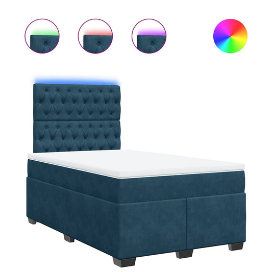 vidaXL Κρεβάτι Boxspring με Στρώμα Μπλε 120x200 εκ. Βελούδινο