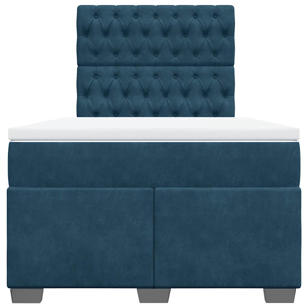 vidaXL Κρεβάτι Boxspring με Στρώμα Μπλε 120x200 εκ. Βελούδινο