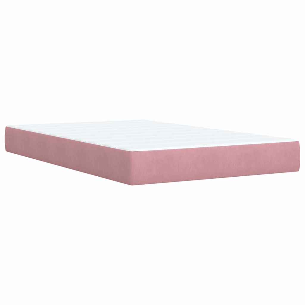 vidaXL Κρεβάτι Boxspring με Στρώμα Ροζ 120x200 εκ. Βελούδινο