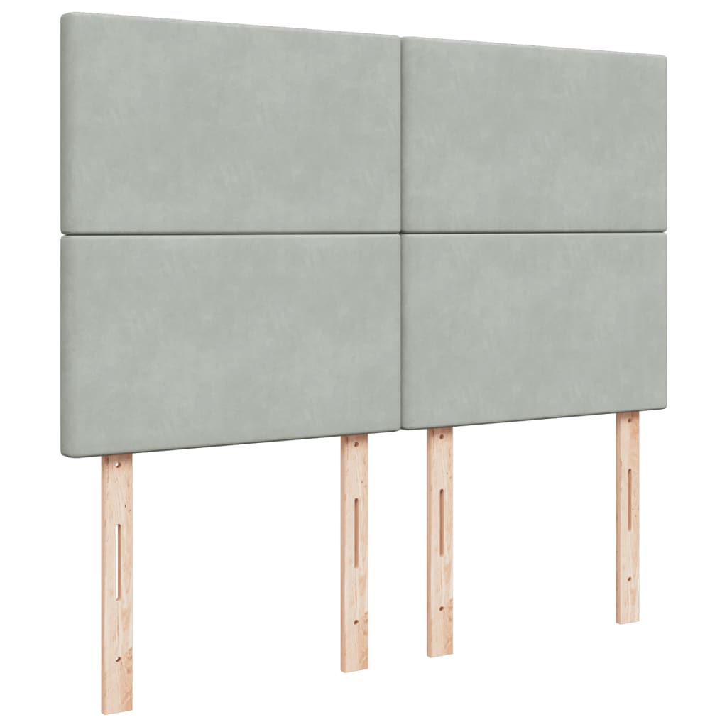 vidaXL Κρεβάτι Boxspring με Στρώμα Ανοιχτό Γκρι 140x190 εκ. Βελούδινο