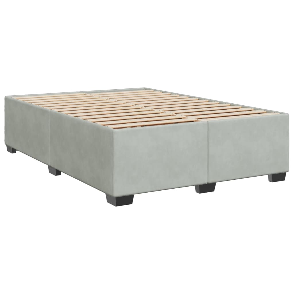 vidaXL Κρεβάτι Boxspring με Στρώμα Ανοιχτό Γκρι 140x190 εκ. Βελούδινο