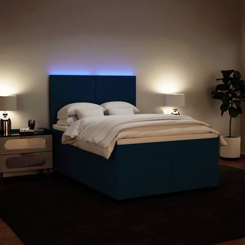 vidaXL Κρεβάτι Boxspring με Στρώμα Μπλε 140x190 εκ. Βελούδινο