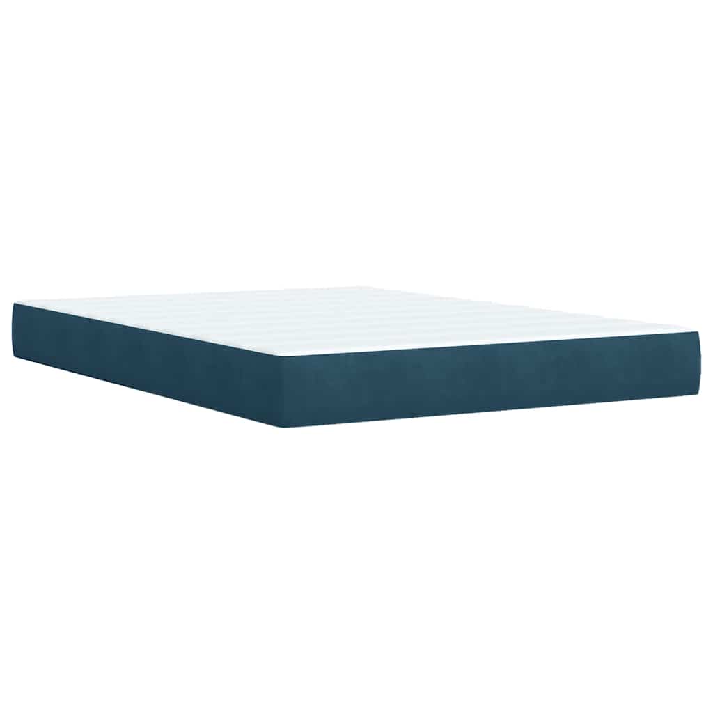 vidaXL Κρεβάτι Boxspring με Στρώμα Μπλε 140x190 εκ. Βελούδινο