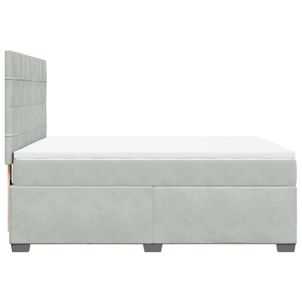 vidaXL Κρεβάτι Boxspring με Στρώμα Ανοιχτό Γκρι 140x190 εκ. Βελούδινο