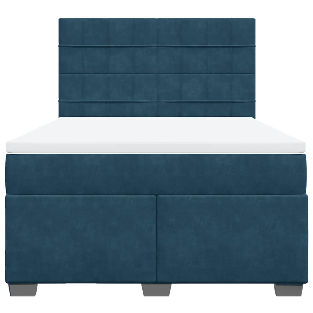 vidaXL Κρεβάτι Boxspring με Στρώμα Μπλε 140x190 εκ. Βελούδινο