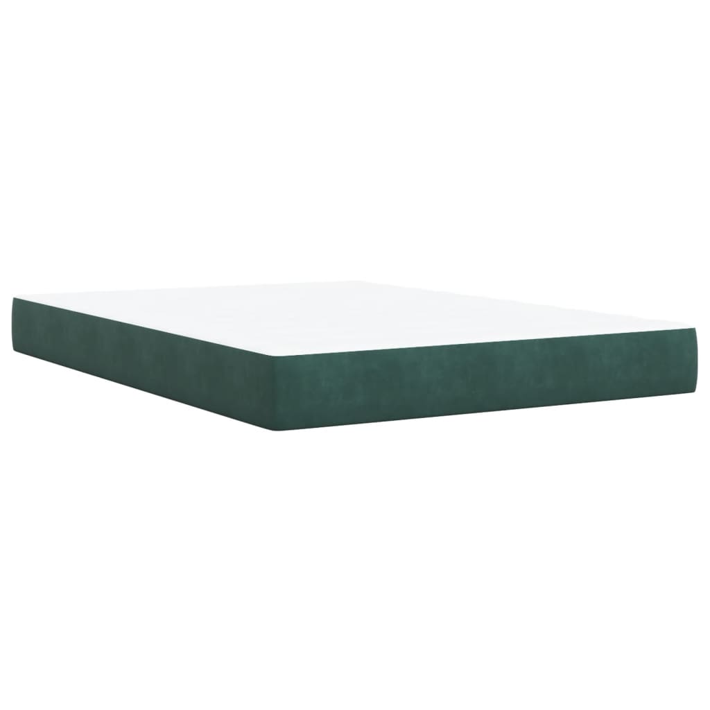 vidaXL Κρεβάτι Boxspring με Στρώμα Σκούρο Πράσινο 140x190εκ. Βελούδινο