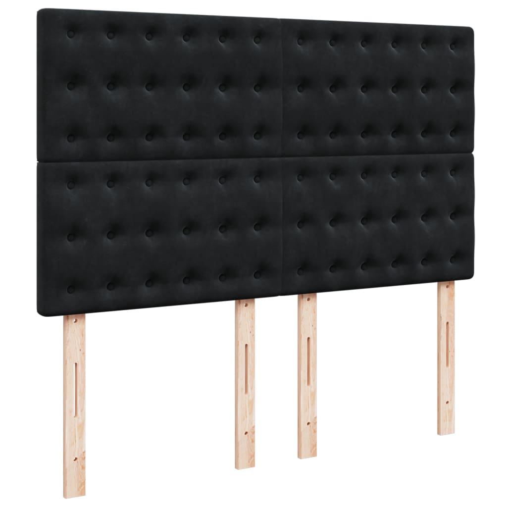vidaXL Κρεβάτι Boxspring με Στρώμα Μαύρο 140x190 εκ. Βελούδινο