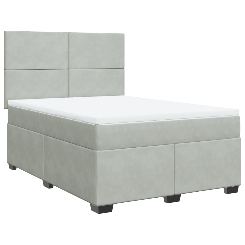 vidaXL Κρεβάτι Boxspring με Στρώμα Ανοιχτό Γκρι 140x200 εκ. Βελούδινο