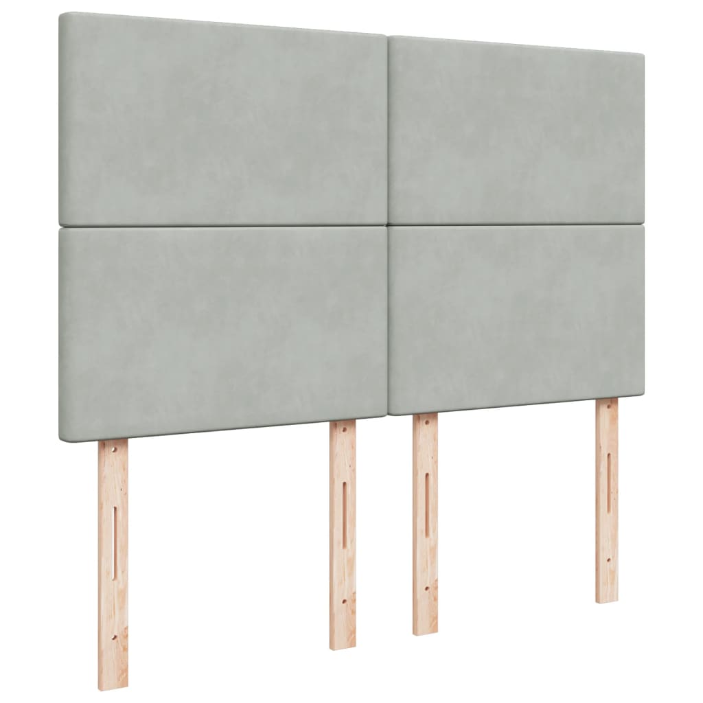 vidaXL Κρεβάτι Boxspring με Στρώμα Ανοιχτό Γκρι 140x200 εκ. Βελούδινο