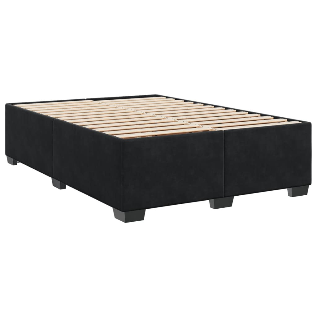 vidaXL Κρεβάτι Boxspring με Στρώμα Μαύρο 140x200 εκ. Βελούδινο