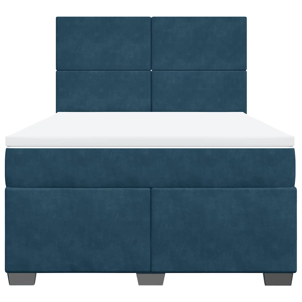 vidaXL Κρεβάτι Boxspring με Στρώμα Μπλε 140x200 εκ. Βελούδινο