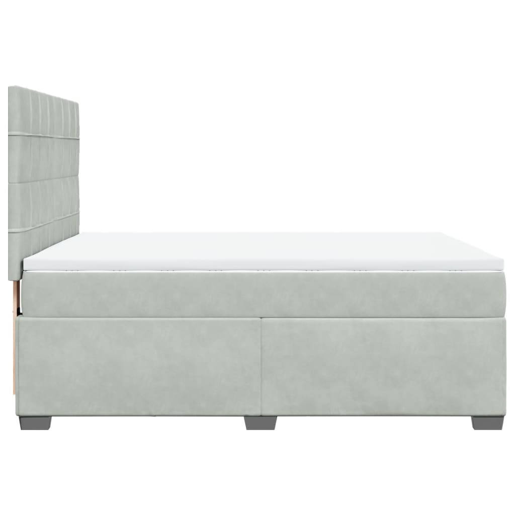 vidaXL Κρεβάτι Boxspring με Στρώμα Ανοιχτό Γκρι 140x200 εκ. Βελούδινο