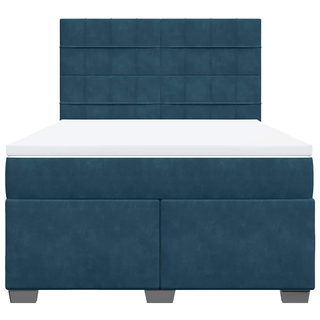 vidaXL Κρεβάτι Boxspring με Στρώμα Μπλε 140x200 εκ. Βελούδινο