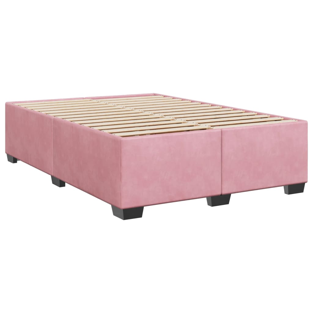 vidaXL Κρεβάτι Boxspring με Στρώμα Ροζ 140x200 εκ. Βελούδινο