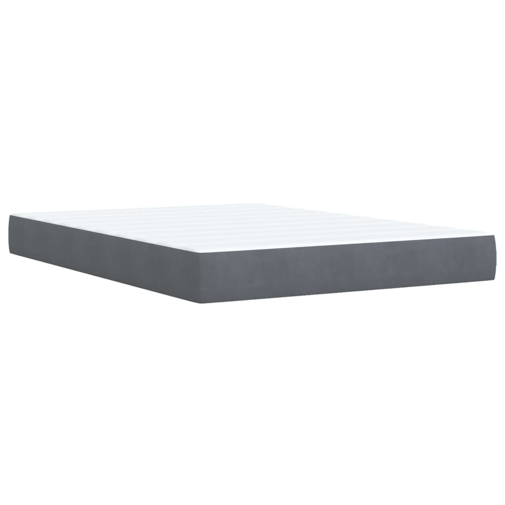 vidaXL Κρεβάτι Boxspring με Στρώμα Σκούρο Γκρι 140x200 εκ. Βελούδινο