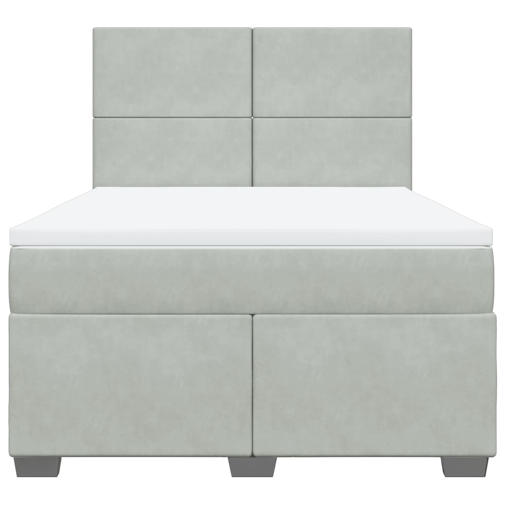 vidaXL Κρεβάτι Boxspring με Στρώμα Ανοιχτό Γκρι 160x200 εκ. Βελούδινο