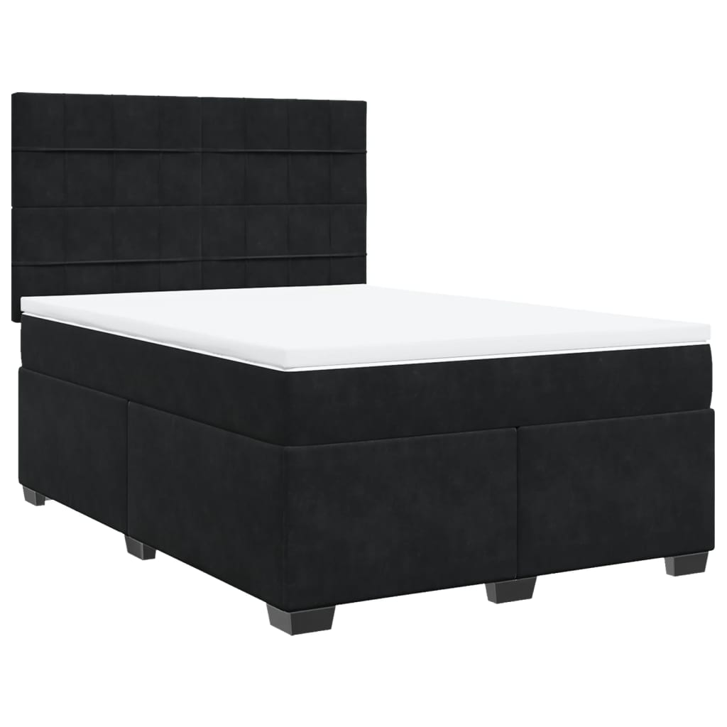 vidaXL Κρεβάτι Boxspring με Στρώμα Μαύρο 160x200 εκ. Βελούδινο