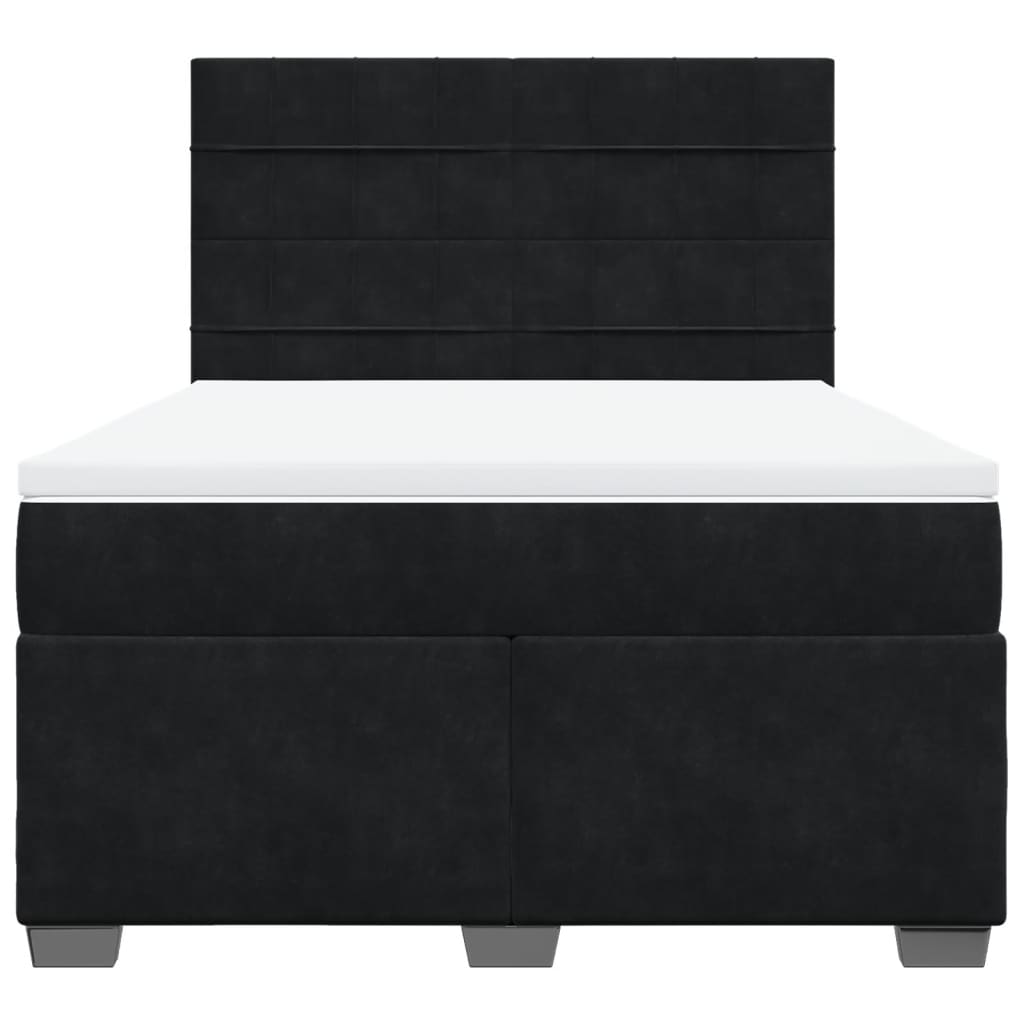 vidaXL Κρεβάτι Boxspring με Στρώμα Μαύρο 160x200 εκ. Βελούδινο