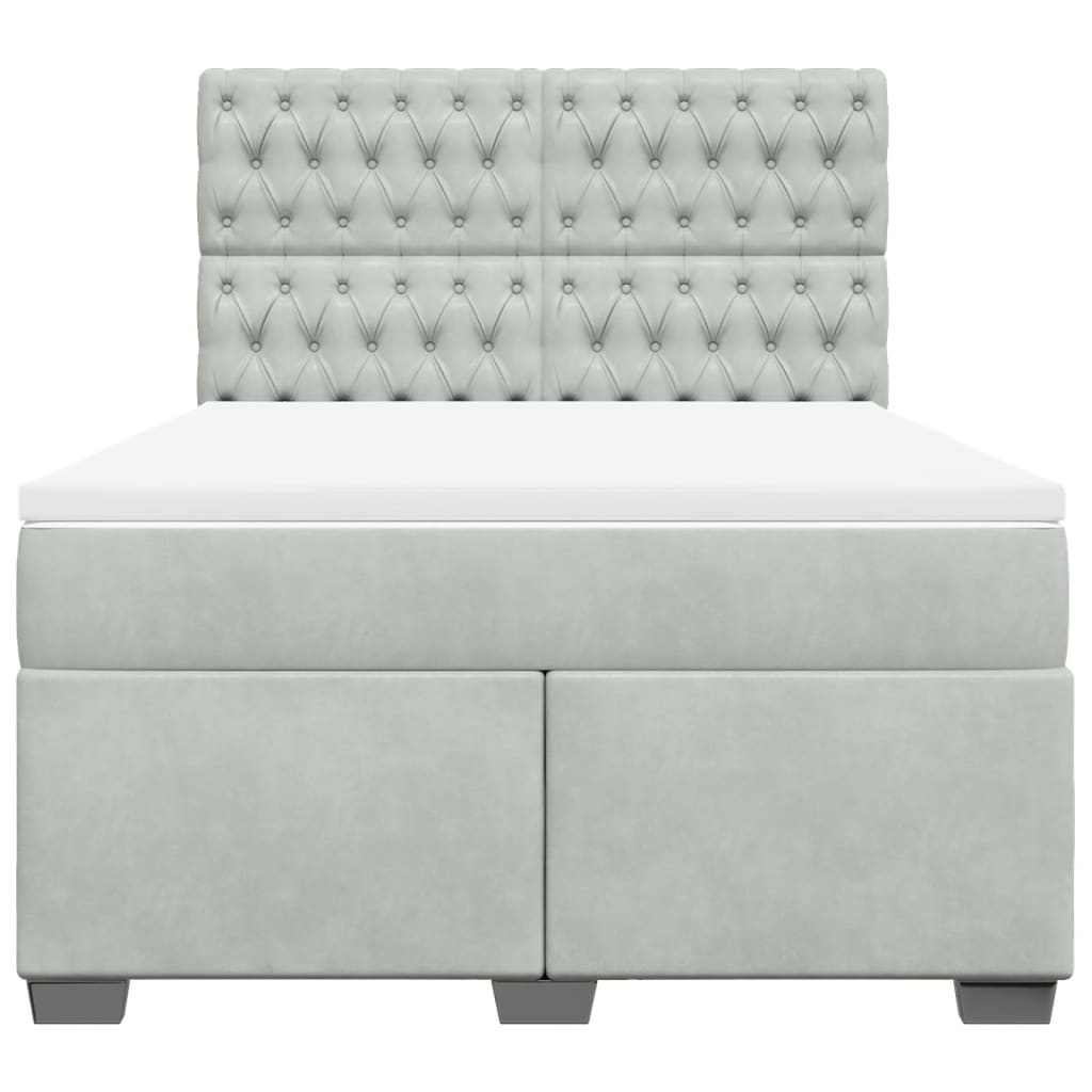 vidaXL Κρεβάτι Boxspring με Στρώμα Ανοιχτό Γκρι 160x200 εκ. Βελούδινο