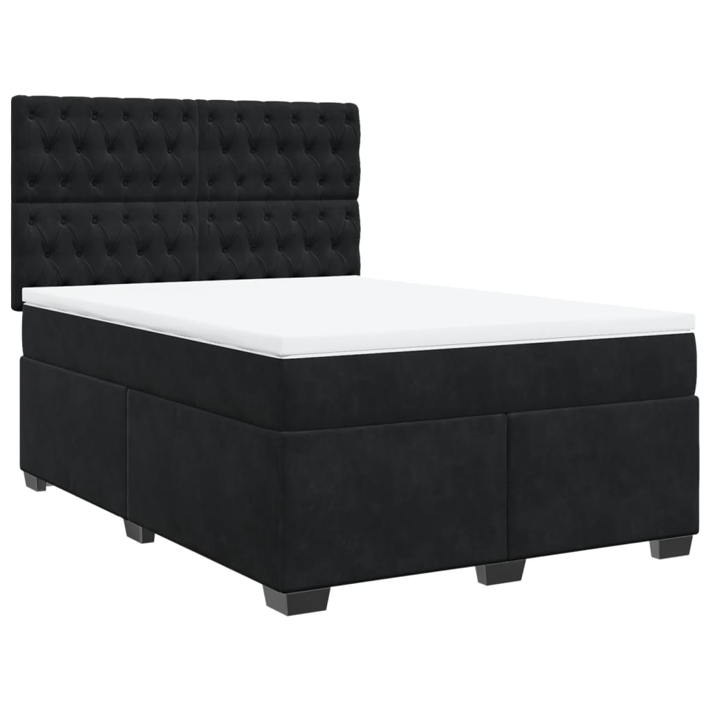 vidaXL Κρεβάτι Boxspring με Στρώμα Μαύρο 160x200 εκ. Βελούδινο