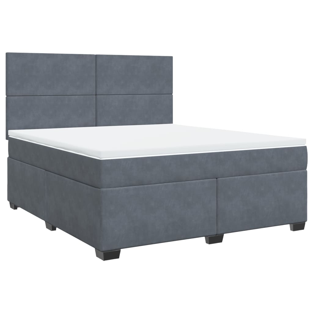 vidaXL Κρεβάτι Boxspring με Στρώμα Σκούρο Γκρι 180x200 εκ. Βελούδινο