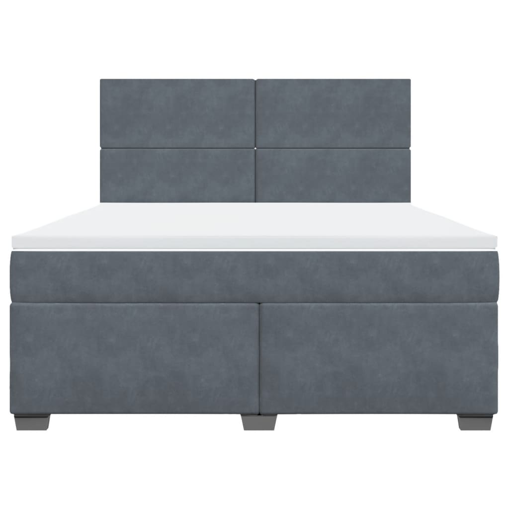 vidaXL Κρεβάτι Boxspring με Στρώμα Σκούρο Γκρι 180x200 εκ. Βελούδινο