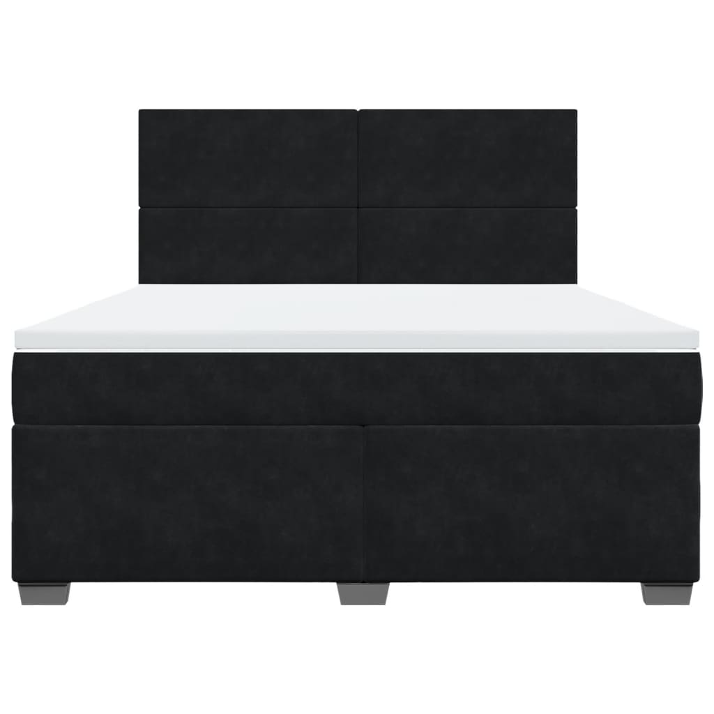 vidaXL Κρεβάτι Boxspring με Στρώμα Μαύρο 180x200 εκ. Βελούδινο
