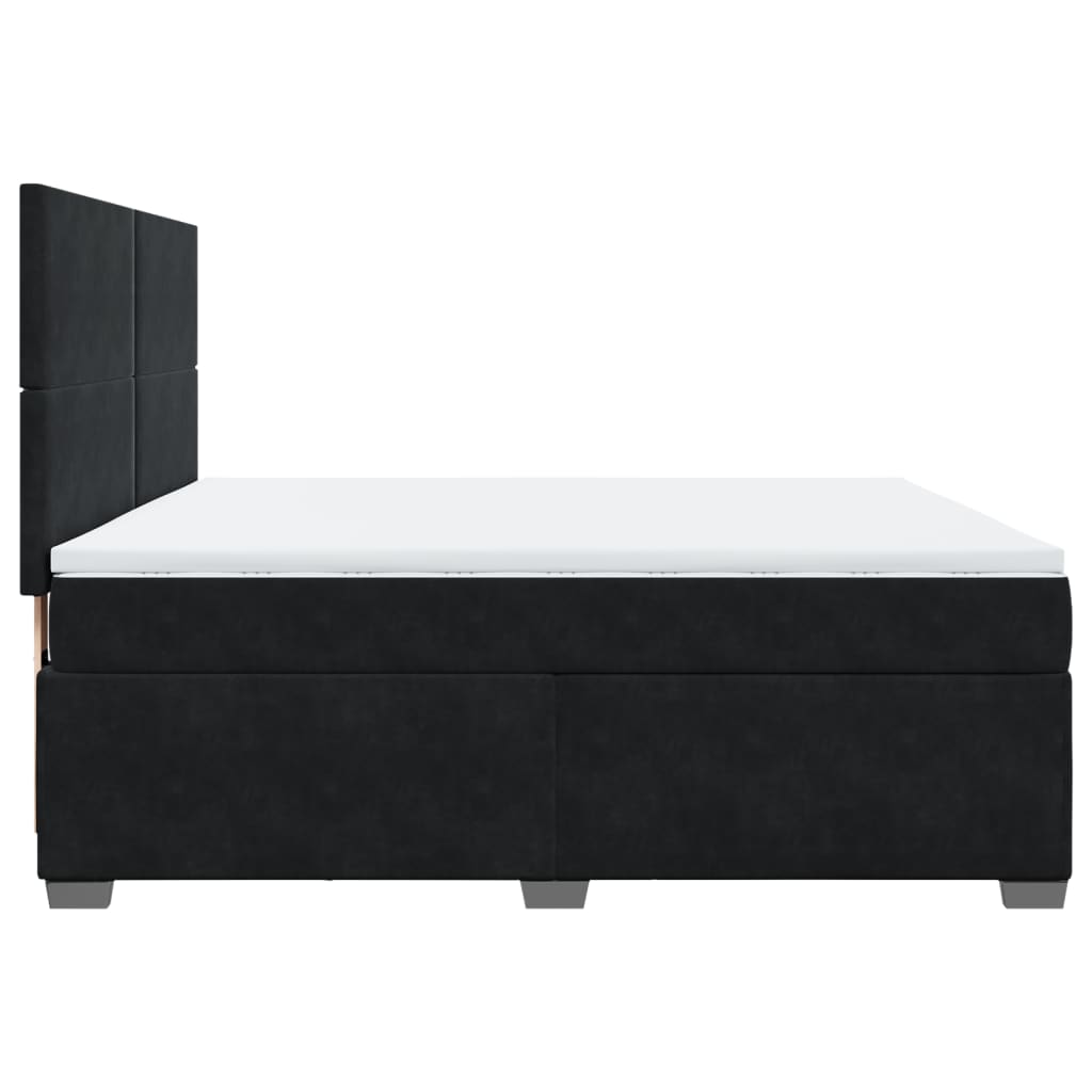 vidaXL Κρεβάτι Boxspring με Στρώμα Μαύρο 180x200 εκ. Βελούδινο