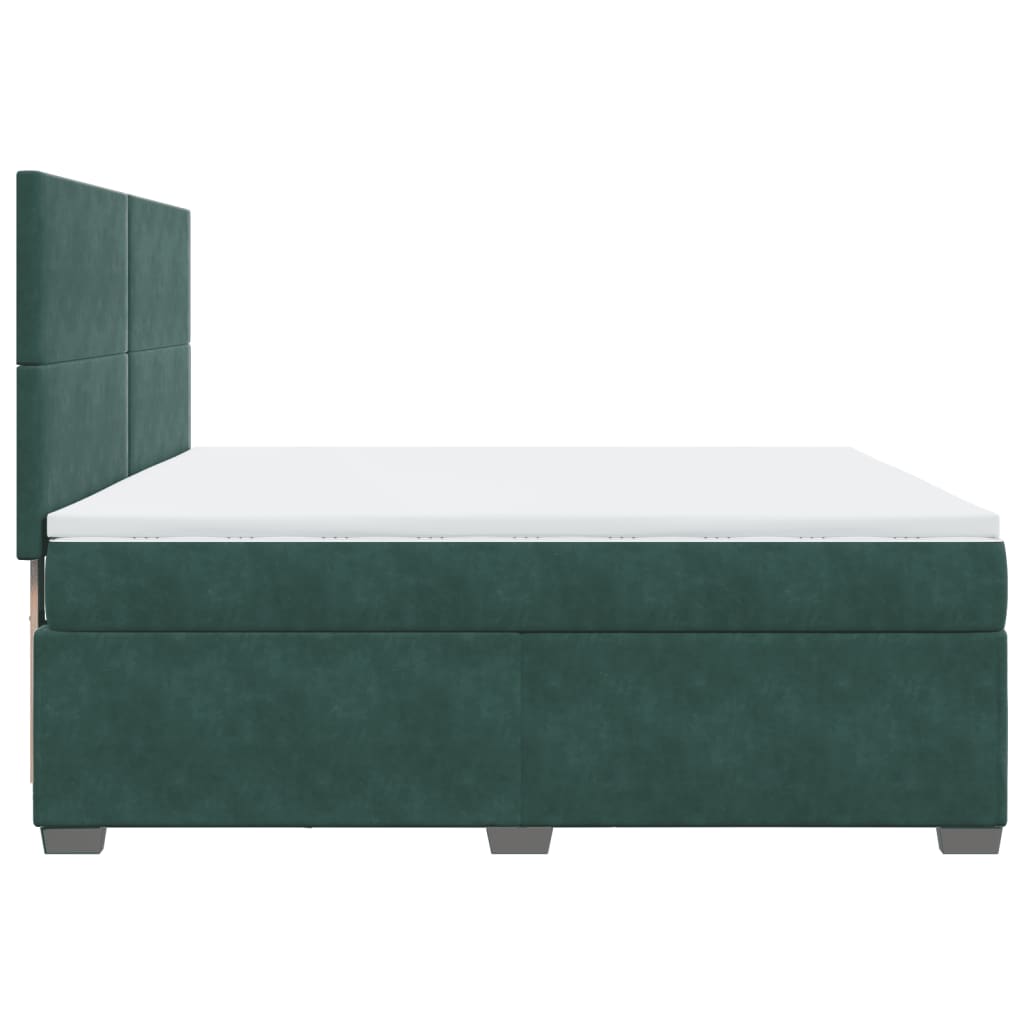vidaXL Κρεβάτι Boxspring με Στρώμα Σκούρο Πράσινο 180x200εκ. Βελούδινο