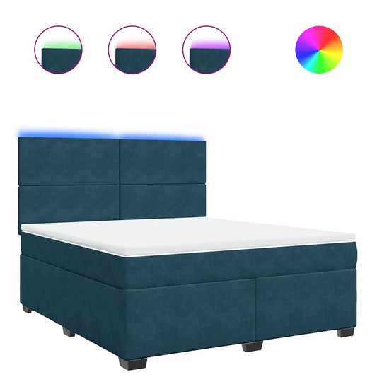 vidaXL Κρεβάτι Boxspring με Στρώμα Μπλε 180x200 εκ. Βελούδινο