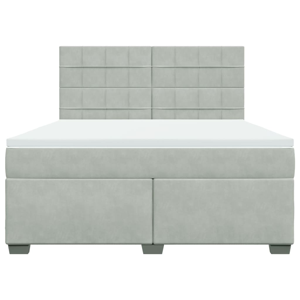 vidaXL Κρεβάτι Boxspring με Στρώμα Ανοιχτό Γκρι 180x200 εκ. Βελούδινο