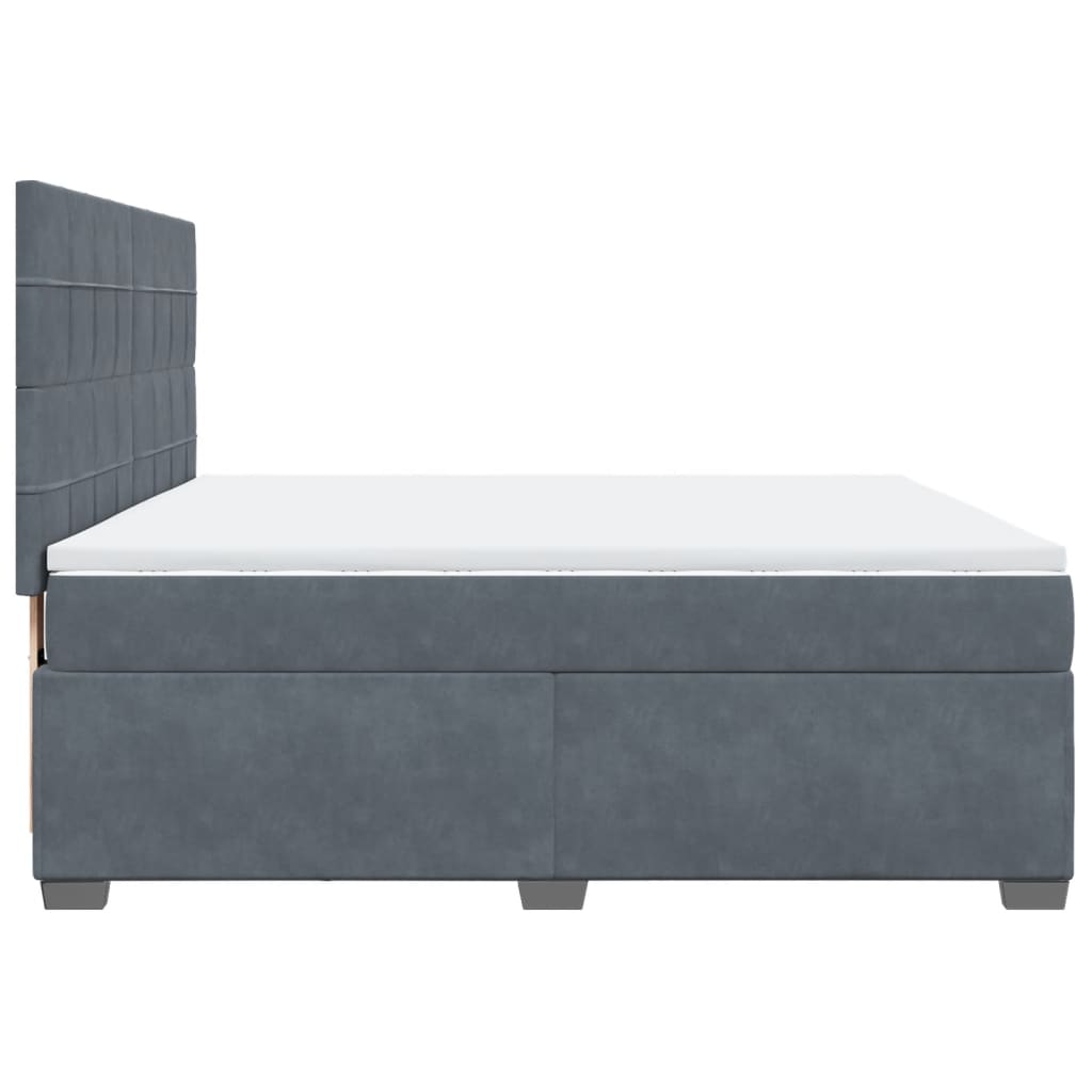 vidaXL Κρεβάτι Boxspring με Στρώμα Σκούρο Γκρι 180x200 εκ. Βελούδινο