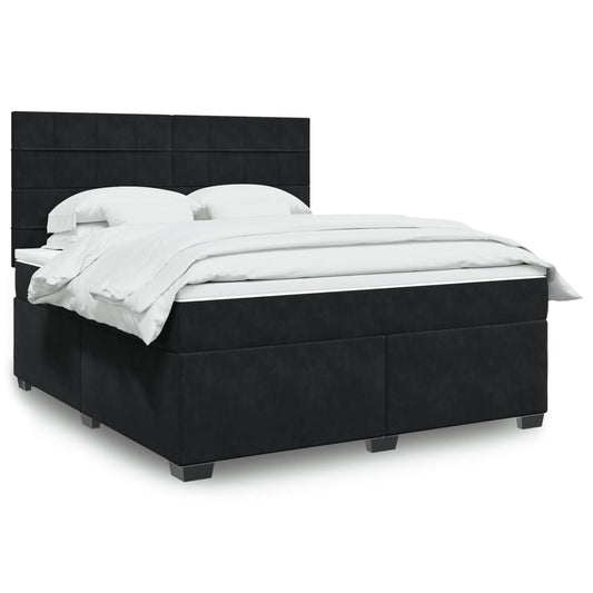 vidaXL Κρεβάτι Boxspring με Στρώμα Μαύρο 180x200 εκ. Βελούδινο