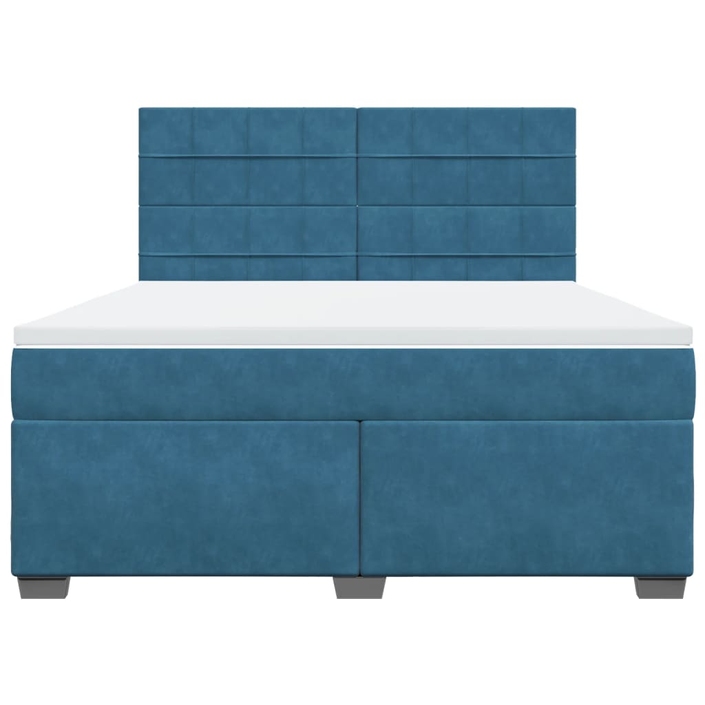 vidaXL Κρεβάτι Boxspring με Στρώμα Μπλε 180x200 εκ. Βελούδινο