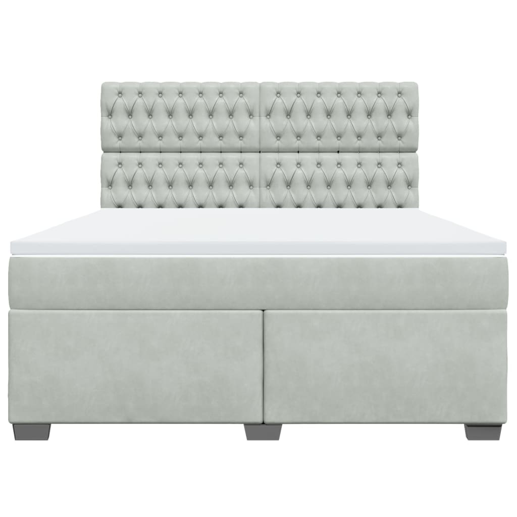 vidaXL Κρεβάτι Boxspring με Στρώμα Ανοιχτό Γκρι 180x200 εκ. Βελούδινο