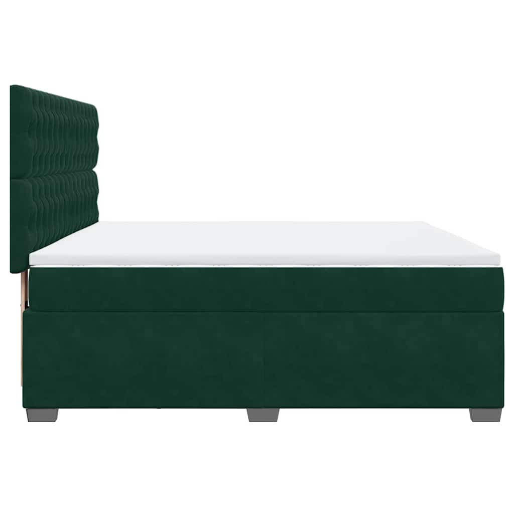 vidaXL Κρεβάτι Boxspring με Στρώμα Σκούρο Πράσινο 180x200εκ. Βελούδινο