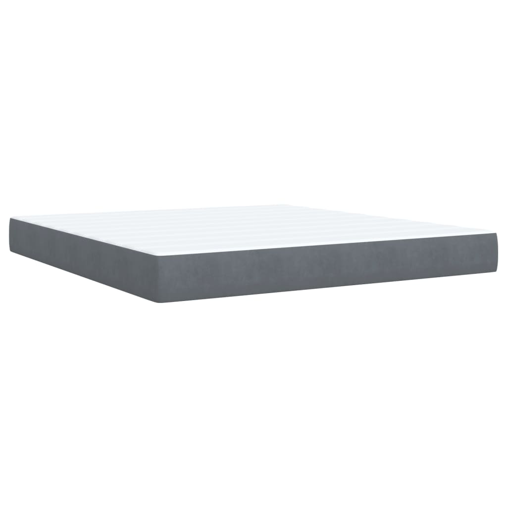 vidaXL Κρεβάτι Boxspring με Στρώμα Σκούρο Γκρι 180x200 εκ. Βελούδινο