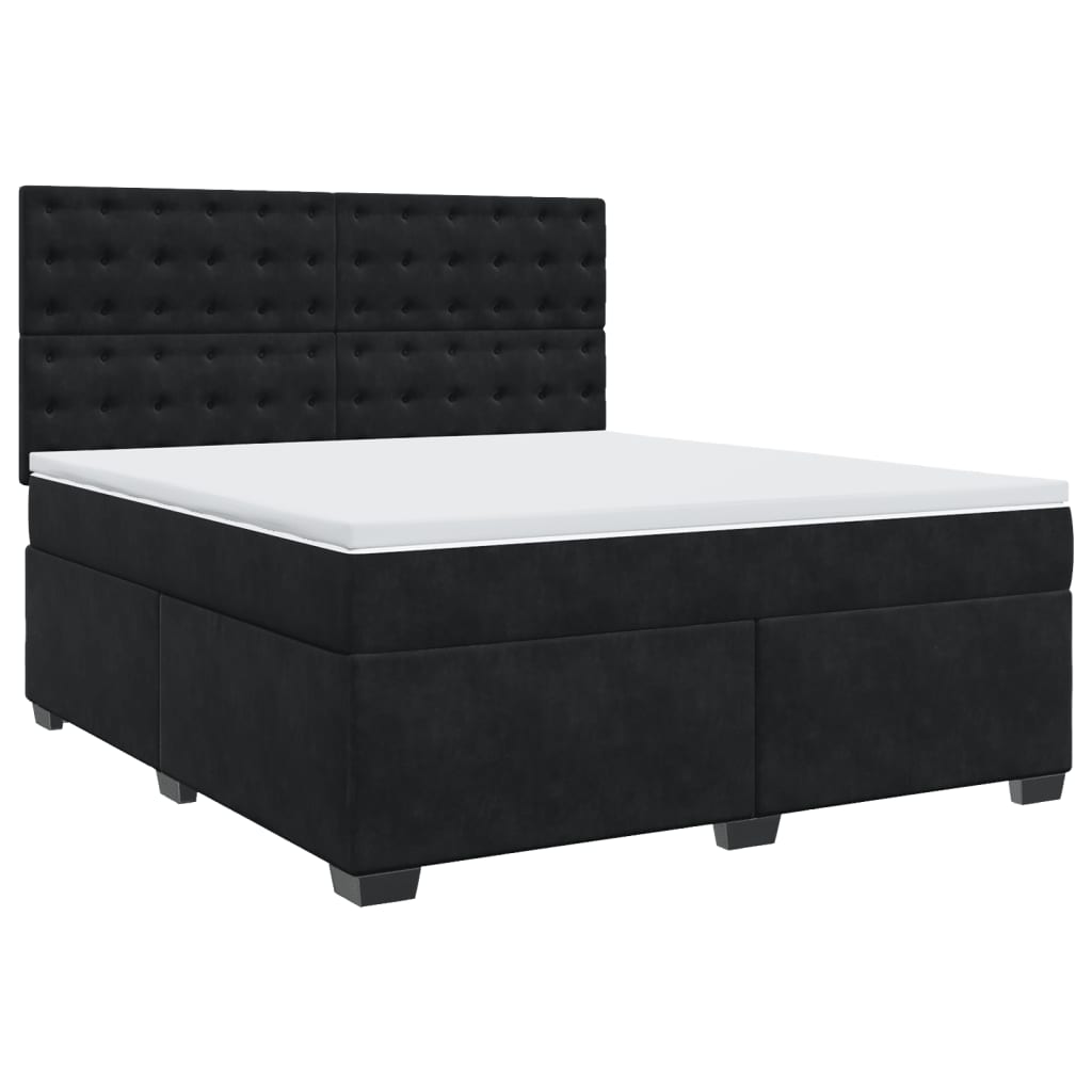 vidaXL Κρεβάτι Boxspring με Στρώμα Μαύρο 180x200 εκ. Βελούδινο