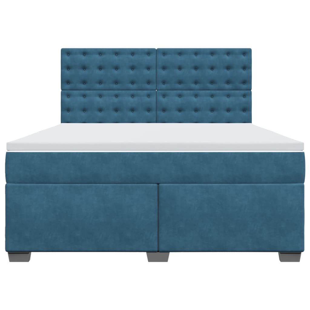 vidaXL Κρεβάτι Boxspring με Στρώμα Μπλε 180x200 εκ. Βελούδινο