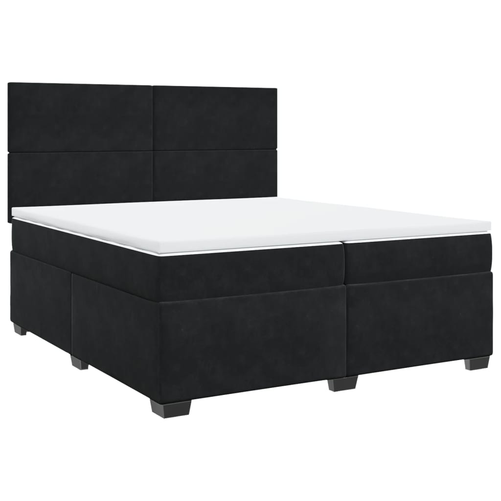vidaXL Κρεβάτι Boxspring με Στρώμα Μαύρο 200x200 εκ. Βελούδινο