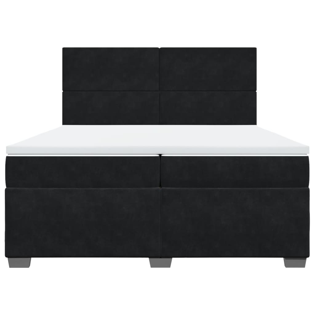 vidaXL Κρεβάτι Boxspring με Στρώμα Μαύρο 200x200 εκ. Βελούδινο