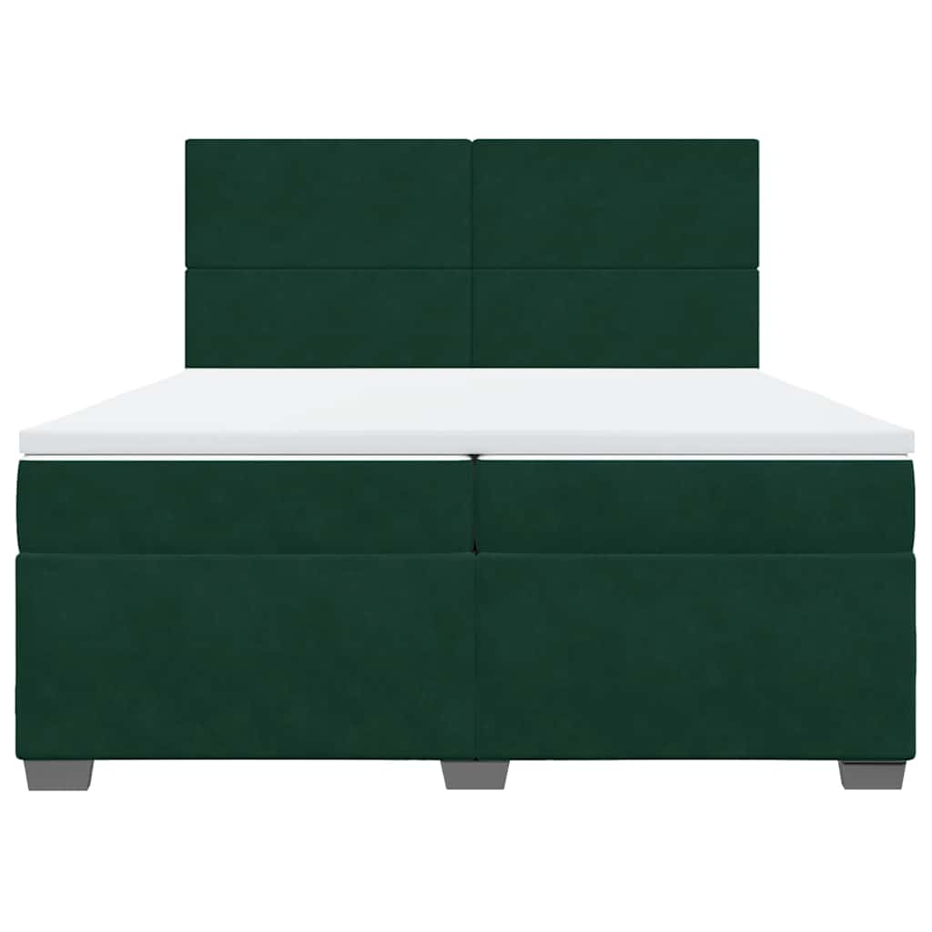 vidaXL Κρεβάτι Boxspring με Στρώμα Σκούρο Πράσινο 200x200εκ. Βελούδινο