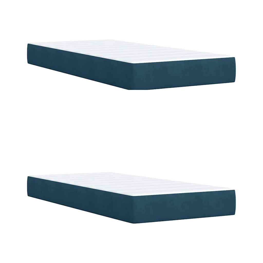 vidaXL Κρεβάτι Boxspring με Στρώμα Μπλε 200x200 εκ. Βελούδινο