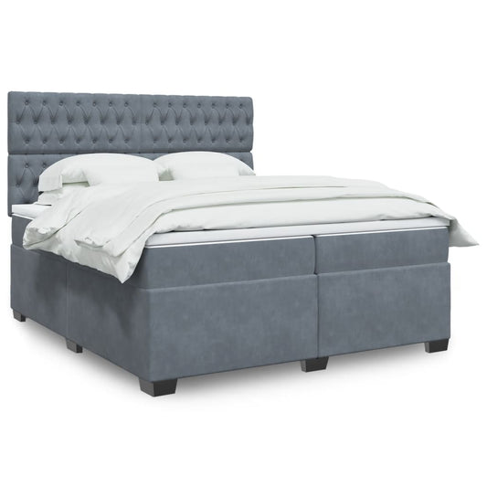 vidaXL Κρεβάτι Boxspring με Στρώμα Σκούρο Γκρι 200x200 εκ. Βελούδινο