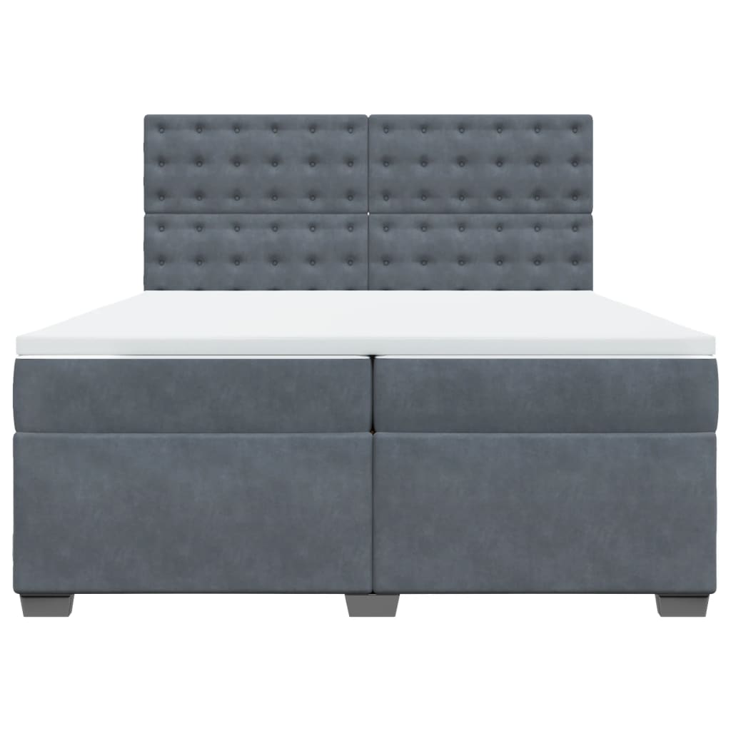 vidaXL Κρεβάτι Boxspring με Στρώμα Σκούρο Γκρι 200x200 εκ. Βελούδινο