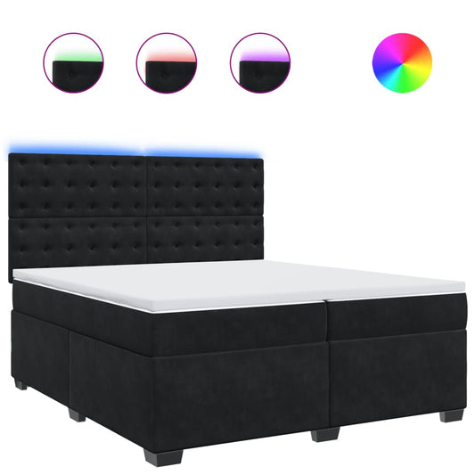 vidaXL Κρεβάτι Boxspring με Στρώμα Μαύρο 200x200 εκ. Βελούδινο